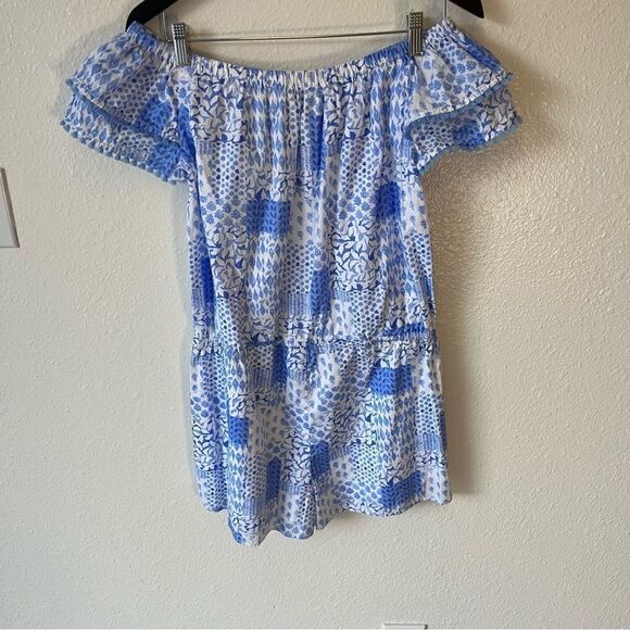 Vineyard vines Painted Patchwork Ruffle Off The Shoulder Romper - Picture 8 of 14